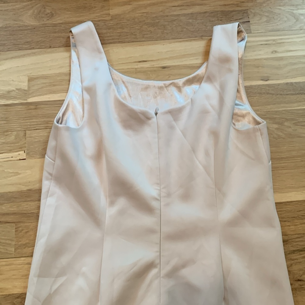 NWT Carmen Marc Valvo Nina Sleeveless Peplum Dress Beige Crystal Women’s 10 - Picture 13 of 15